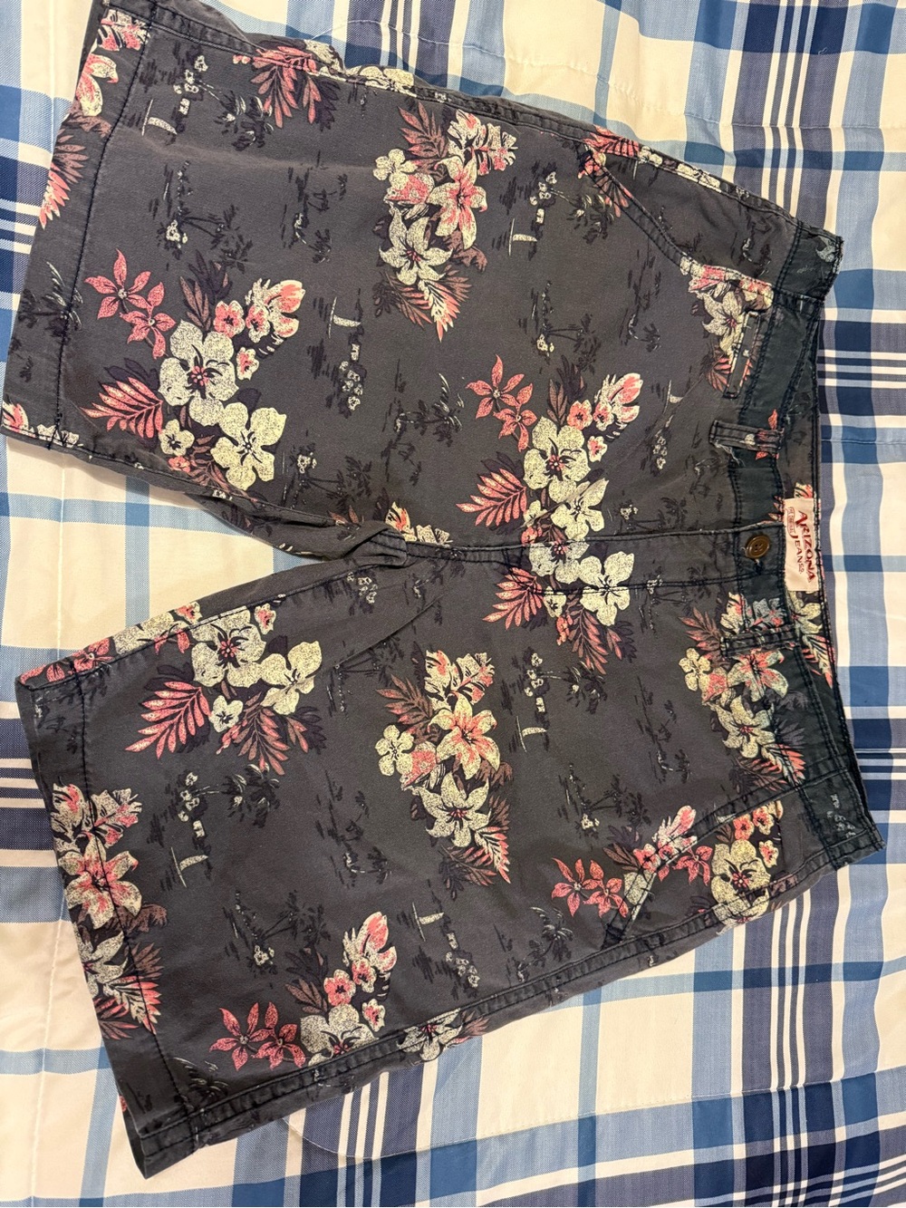 Floral Print Men’s Shorts - Charcoal with Pink & Cream Flowers